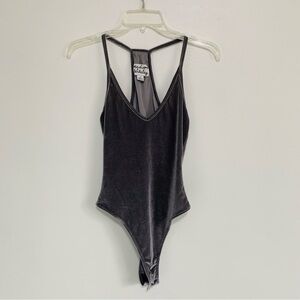 Sexy Grey Velvet Bodysuit